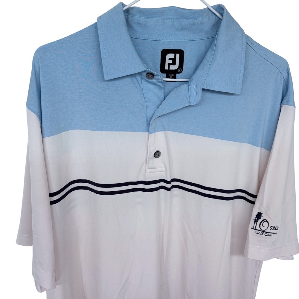 FootJoy‎ Colorblock Polo Golf Shirt Large Mens Striped Oasis Golf Club Golfing